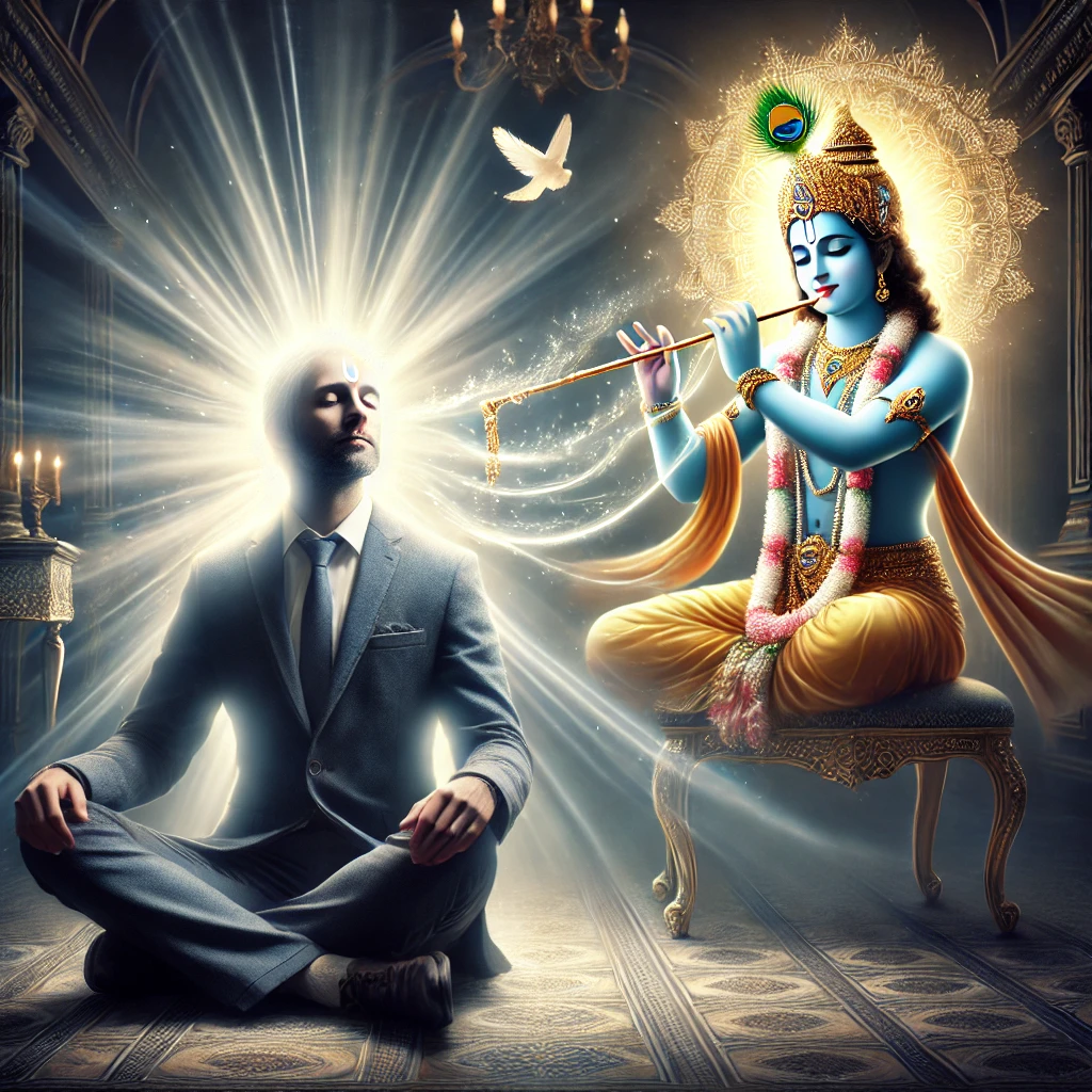 DALL-E-2025-01-21-22.17.25---A-realistic-depiction-of-a-highly-intelligent-man-sitting-in-deep-contemplation--with-an-aura-of-brilliance-around-his-head.-Above-him--a-divine-figur
